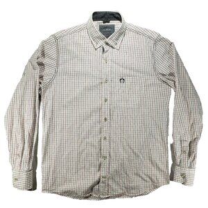 Campione Mens White Red Cross Striped Button Down Long Sleeve Dress Shirt Size M